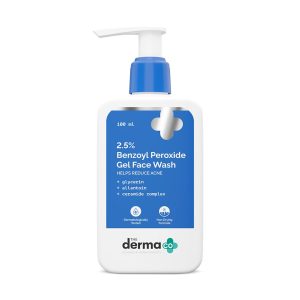 The Derma Co. 2.5% Benzoyl Peroxide Gel Face Wash| With Ceramide Complex & Glycerin | Treats and Prevents Pimples & Acne | Kills 99.9% of Acne Causing Bacteria | Non-Drying Formula | Sulphate Free | Gently Cleanses | For Oily & Acne Prone Skin | For Men & Women |100 ml
